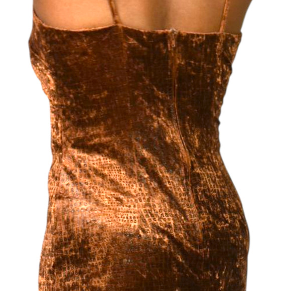 Knapp Studio Vintage Brown Slip Dress Velvet Mini Pixie Animal Print 90s Medium - Picture 14 of 15
